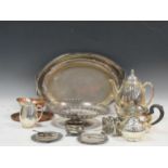 A collection of plated wares, including a cake basket and a serving tray (qty)