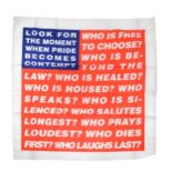 Barbara Kruger (American 1945-), Untitled (Flag) Bandana, 2020, from the 'Artists Band Together'