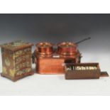 A collections of collectors items to include, a copper bain marie, a miniature chest of drawers, a