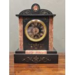 A slate mantel clock and another clock (damaged)