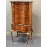 A late 19th century walnut chest on stand raised on cabriole legs 156 x 70 x 50cm