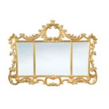 A George III style carved giltwood wall mirror, 19th century,