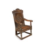 An oak wainscot armchair, 17th century,