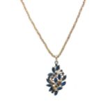 A sapphire pendant and chain,
