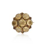 A Victorian citrine set boss brooch,