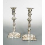 A pair of 19th century silver plated candlesticks,