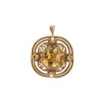 A citrine pendant/brooch,