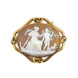 A large Victorian shell cameo brooch,