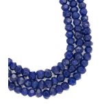 A three row sapphire bead necklace,