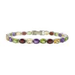 A multi-gem set line bracelet,