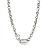 Tiffany & Co. - An oval tag necklace,