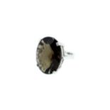 A fancy cut smokey quartz ring,