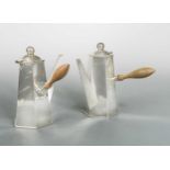 A two piece Art Deco style silver plated café au lait set,