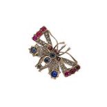 An Edwardian gem set butterfly brooch,