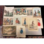 A collection of 25 character prints, 19th century, smaller sizes, with coloured caricatures by or