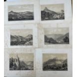 Swiss scenery, 19th century, 16 small etched plates after R. Dikenmann, each finely coloured with