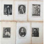 A quarto portrait album, with mounted historical prints mostly published by Richardson c.1795,