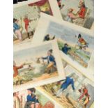 Six hand coloured satirical cartoons by Cruikshank, Charles Williams and others, early 19th