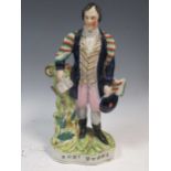 A Staffordshire ceramic standing figure of Robert Burns, c.1890.Condition report: Fading to gilt and