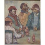 Amos Langdown (1930 - 2006)Four men drinkingOil on boardsigned49 x 39cm