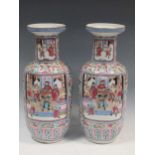 A pair of large Chinese Famille Rose vases, 45cm high (2)Condition report: Fading to the gilt and