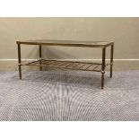 A modern brass coffee table with inset glass top, 41 x 91 x 46cmCondition report: Glass quite