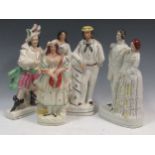 A collection of Staffordshire flat back figures to include Will Watch, Princess Royal of Prussia,
