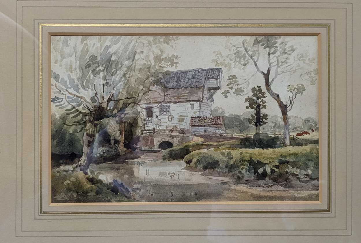 Thomas Churchyard (British, 1798-1865), Landscape with House and Stream, Watercolour on paper, 14.