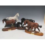 Four models of horses on wooden plinth, to include 'Spirit of Earth', 'Spirit of Youth', 'Spirit