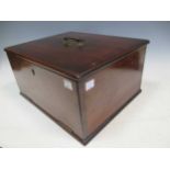 Large 19th century wooden work box with drop front, 17 x 34 x 29cm