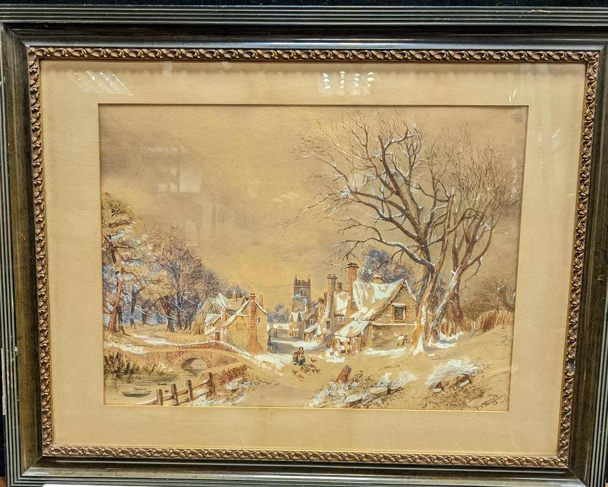 C.T.J Brogniez (19th Century), winter village scene, signed and dated 'C.T.J Brogniez/ 1852' (