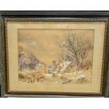 C.T.J Brogniez (19th Century), winter village scene, signed and dated 'C.T.J Brogniez/ 1852' (