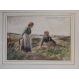 Thomas Patterson (British, 20th Century), girls resting in a field, signed 'Patterson' (lower