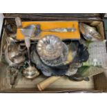 A suitcase containing a collection of silverware, 15.8ozt, together with some silver plated items