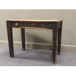 Small painted pine kitchen table, 74 x 99 x 62cm