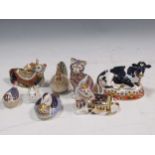 A collection of Royal Crown Derby paperweights including a donkey, ducks, deers, etc