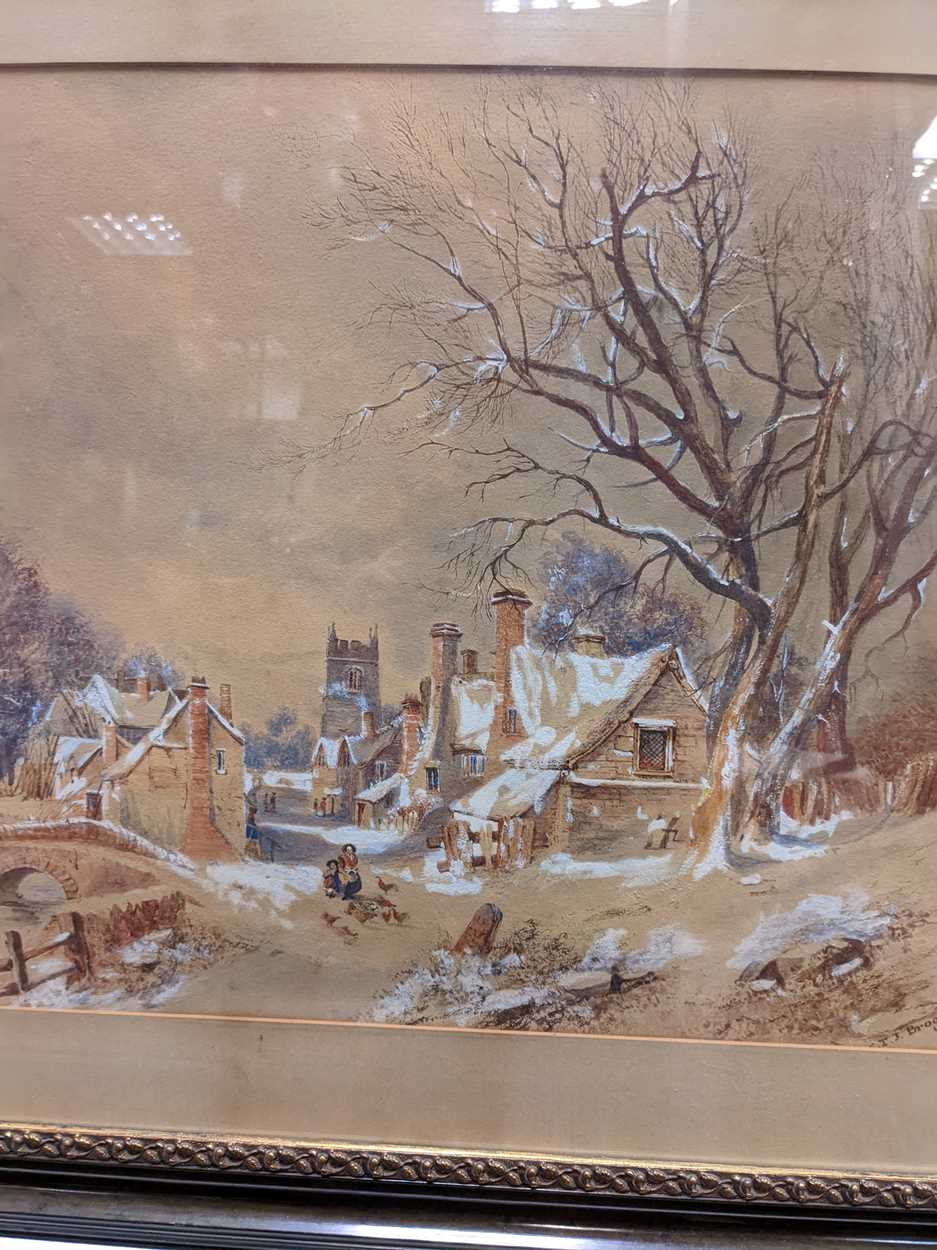 C.T.J Brogniez (19th Century), winter village scene, signed and dated 'C.T.J Brogniez/ 1852' ( - Image 4 of 4