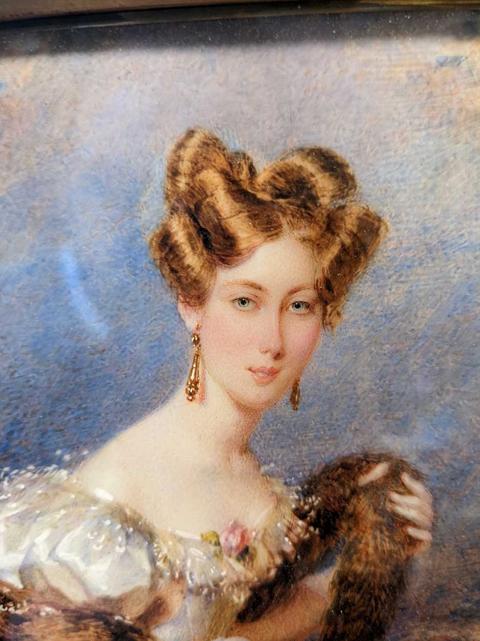 Simon Jacques Rochard (French, 1788-1872), portrait miniatures of the Parker sisters, watercolour on - Image 4 of 10