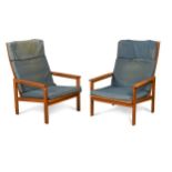 Illum Wikkelso for Niels Eilersen, a pair of Danish teak Capella lounging chairs, 1960s,