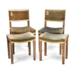 A pair of George VI coronation chairs and matching stools,