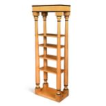 A free-standing architectural shelving unit in the Biedermeier style,
