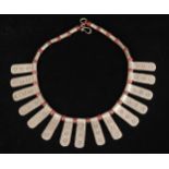 Guy Royle (British, 20th century), a silver and carnelian fringed necklace,