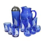 A set of Hazel-Atlas cobalt barware from the Sportsman Series, circa 1940,