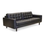 Paola Navone for Contempo, a black leather Urano four-seat sofa,