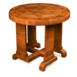 An Art Deco figured walnut centre table,