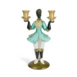 Attributed to Barovier & Toso, a Murano glass figural candlestick,