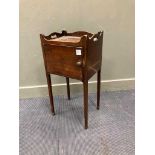 A mahogany tray top bedside cabinet on square tapering legs 77 x 38 x 30cm together with a two