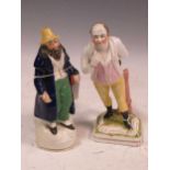 A rare Staffordshire figure of Mr Pickwick another of Fagan, tallest 19cm (2)Ware and discolouration