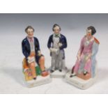 Three Staffordshire figures, Lord Byron, Richard Cobden and Sir Robert Peel, tallest 18.5cmFigure of