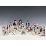 A collection of Staffordshire figures to include Queen Victoria, Napoleon, Falstaff etc. tallest